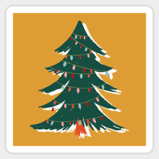 Christmas tree with string lights Sticker